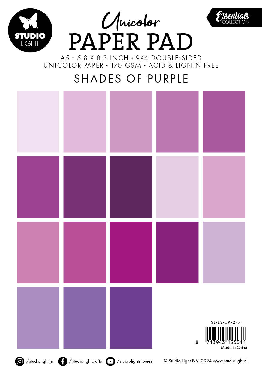Studio Light Essentials Shades of Purple papirblokk A5