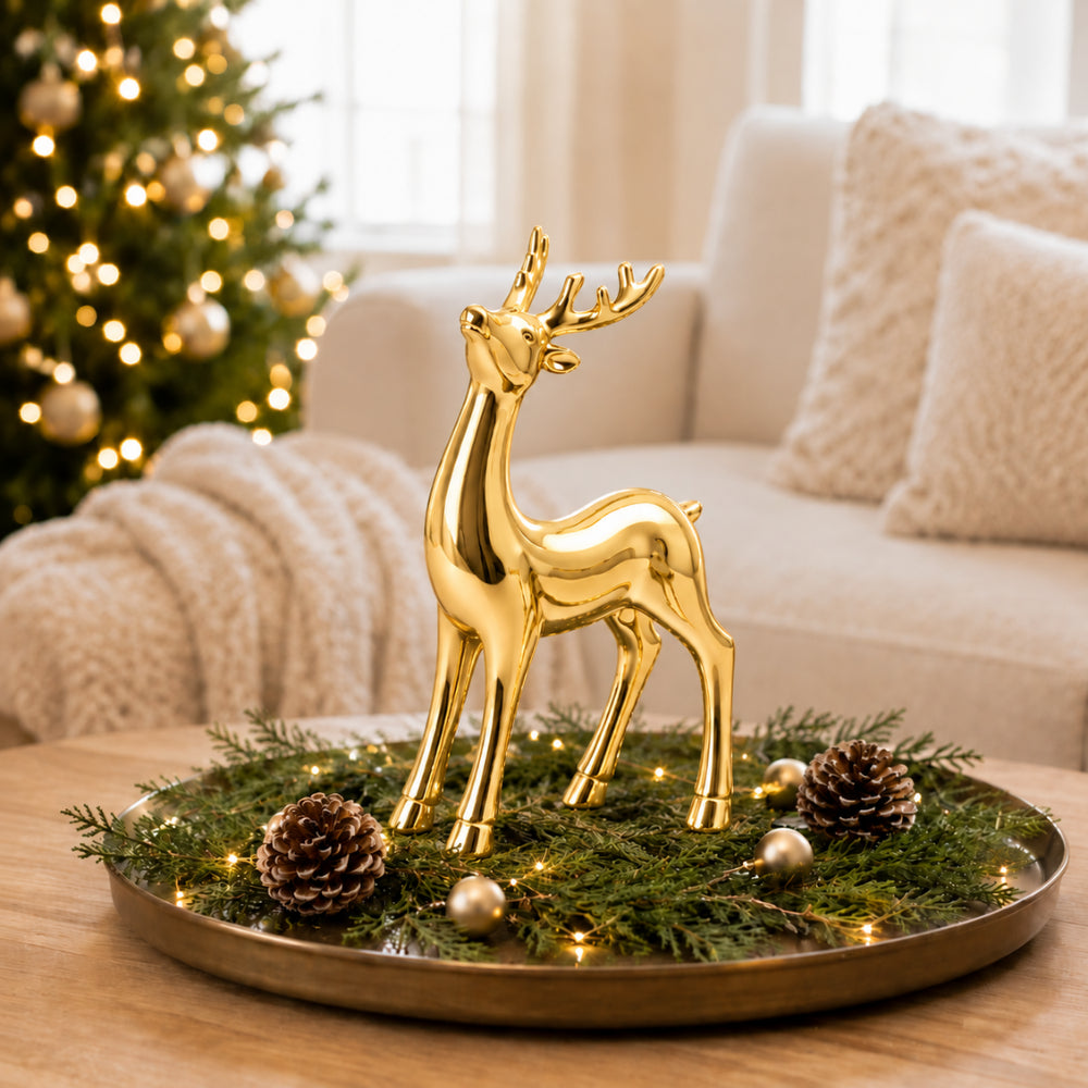 KaiserCraft Holly Days Gull elg julepynt stor metall