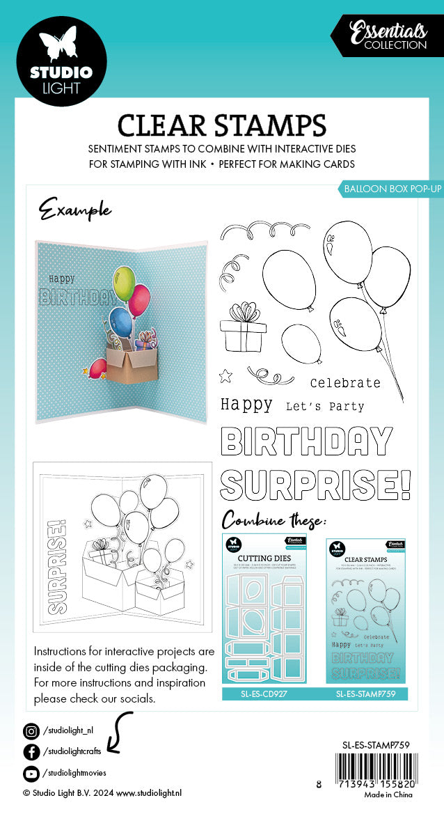 Studio Light Essentials Balloon box pop-up stempel klar
