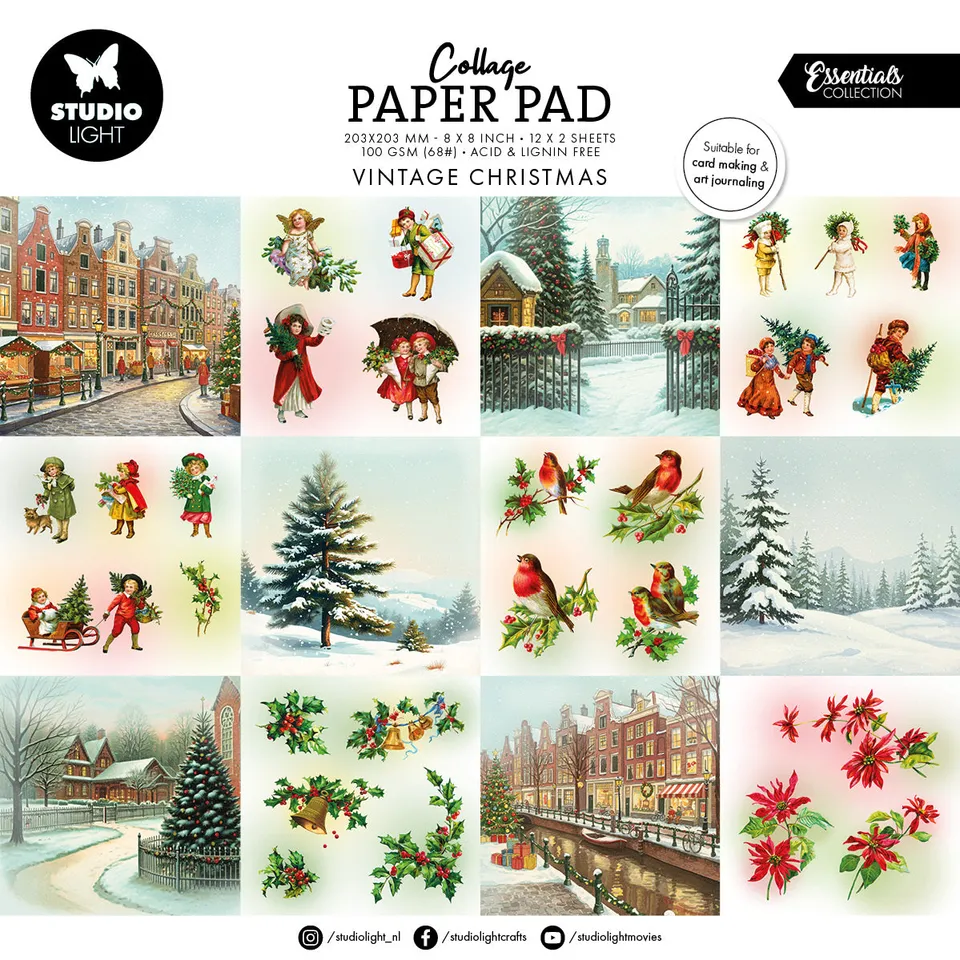 Studio Light Essentials Vintage Christmas papirblokk 36 ark