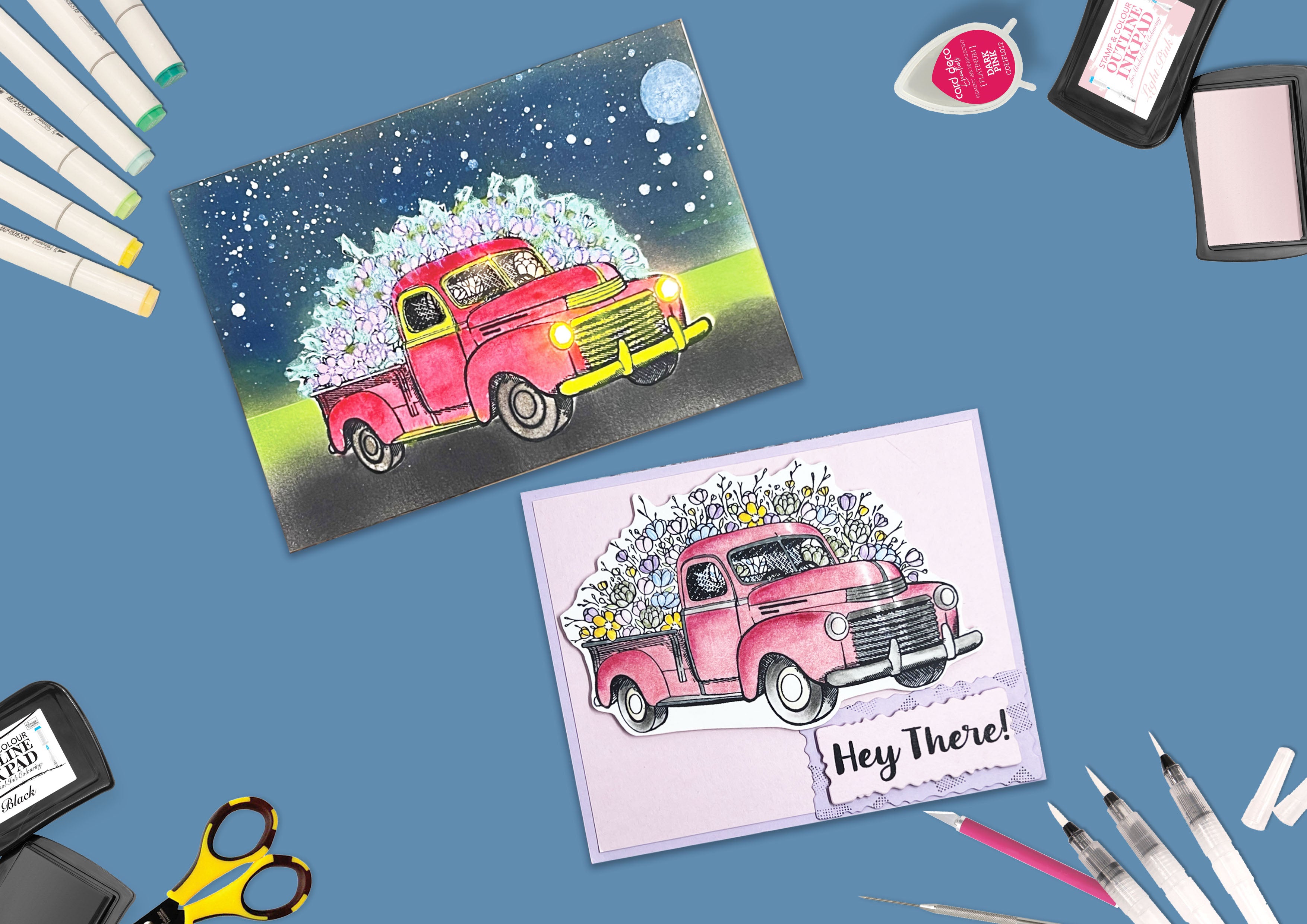 Colourful Moments Spring Truck clear stempel lastebil