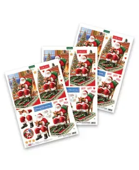 Korthobby Santa's Story 3D-ark decoupage 3 stk julemotiv