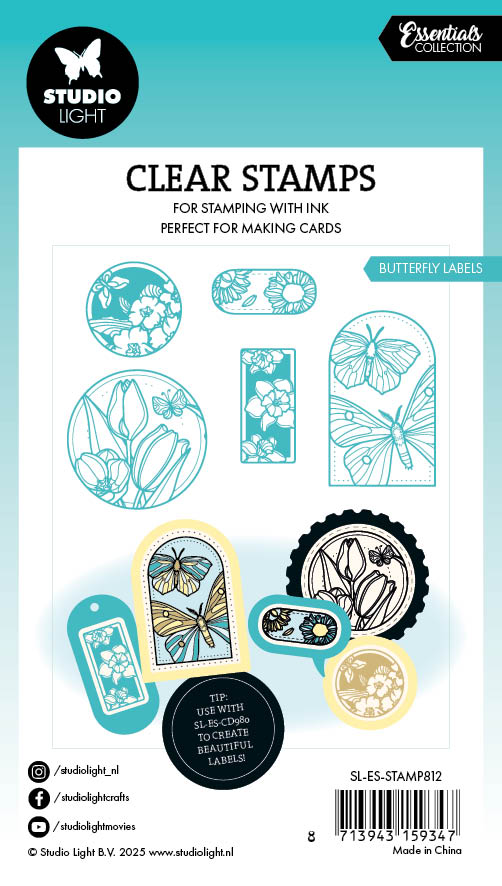 Studio Light Essentials Butterfly Labels clear stamp