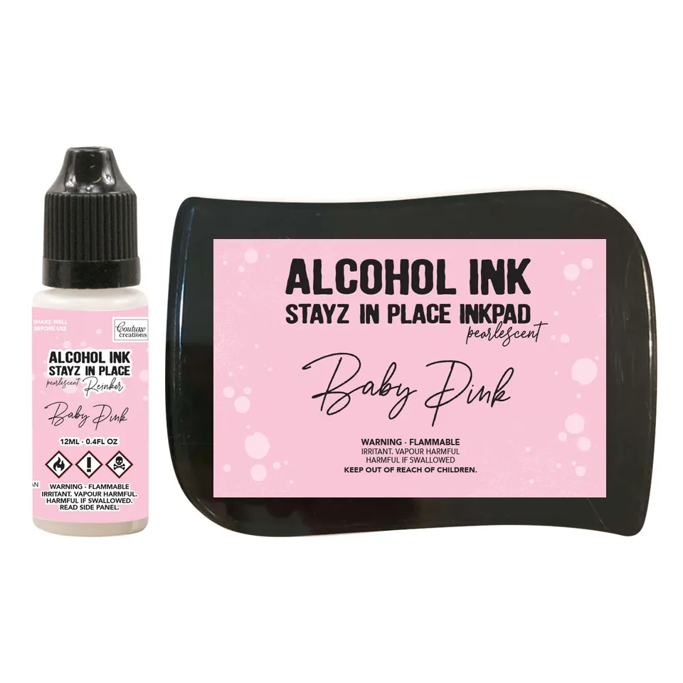 Couture Creations Stayz in Place Baby Pink stempelpute med refill perlemor
