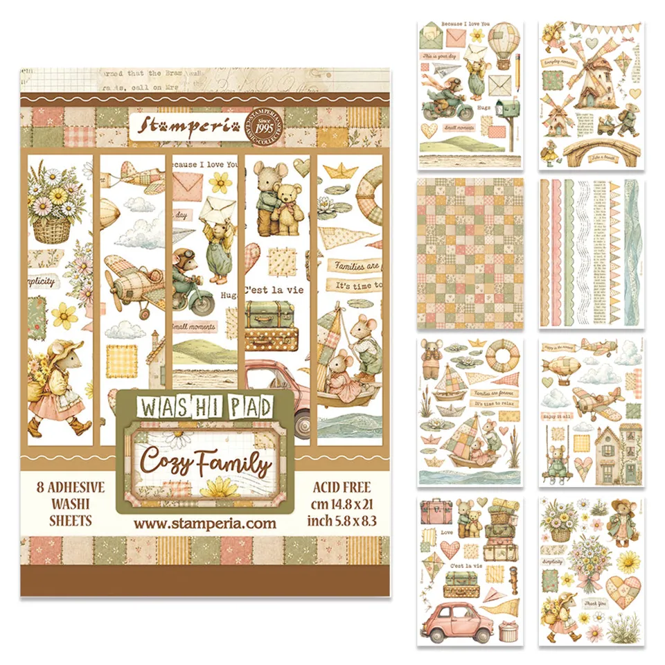 Stamperia CozyFamily washipad A5 8 ark familiemotiv