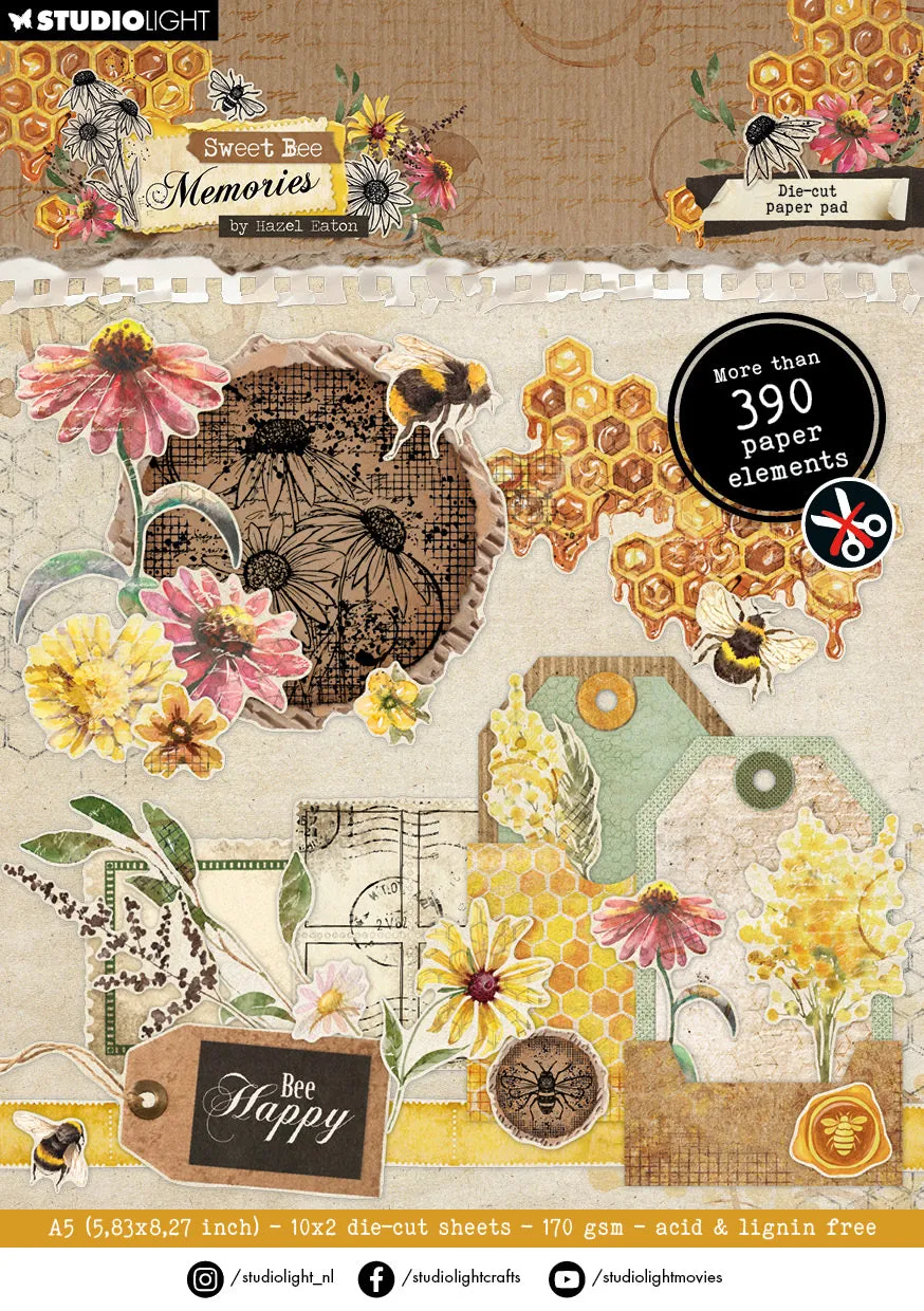 Studio Light Sweet Bee Memories die-cut papirelementer A5