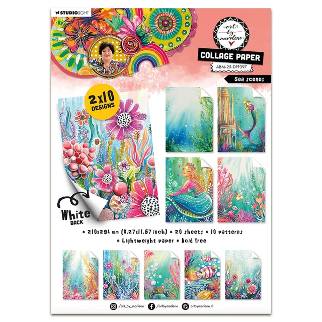 Aall and Create Art by Marlene Sea Scenes collagepapir 20 ark sjø