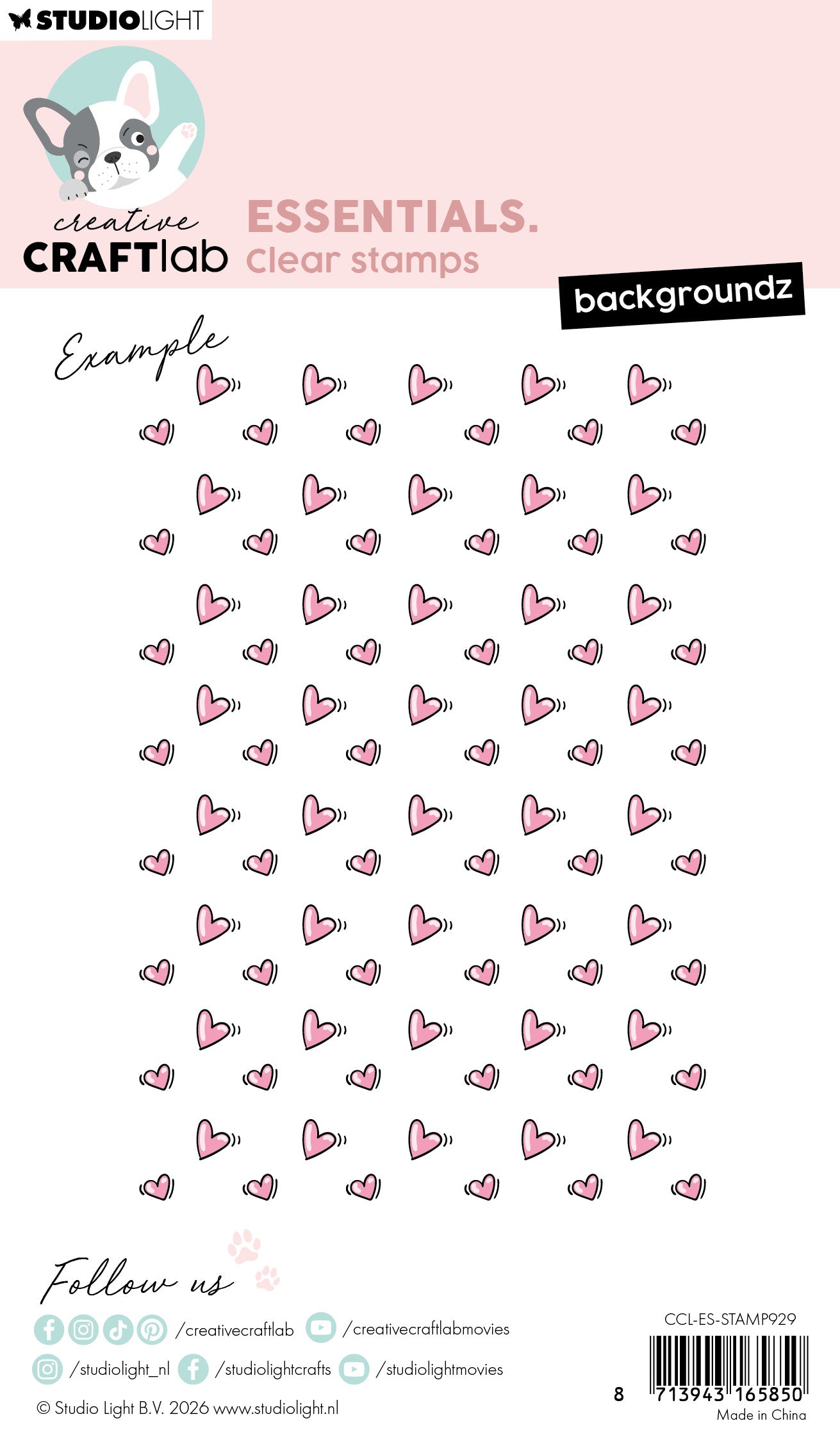 Creative Craftlab Essentials Backgroundz Hearts stempel hjerter