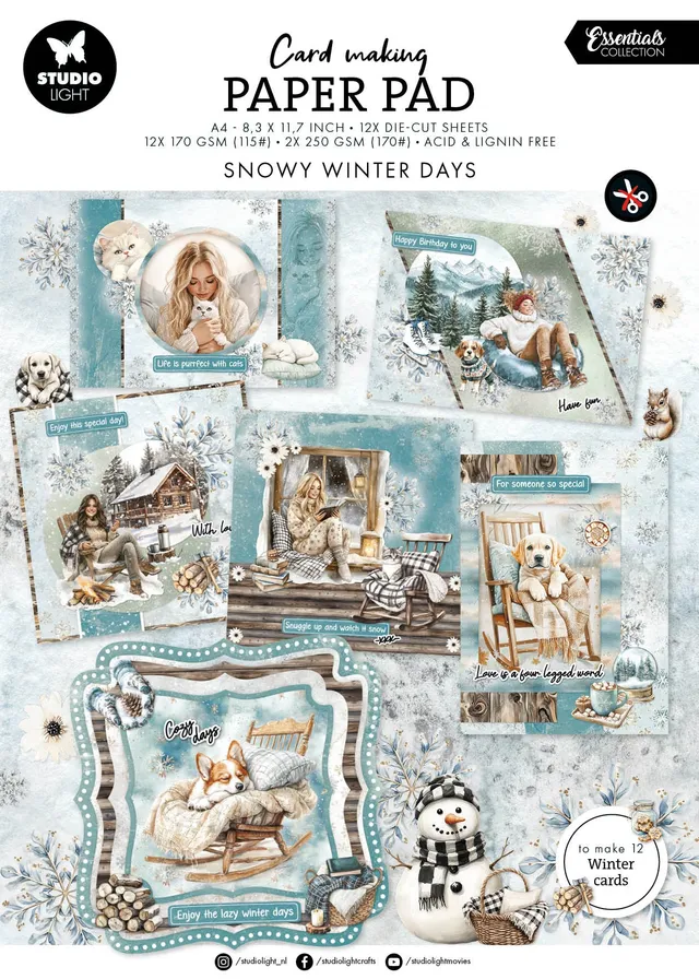 Studio Light Essentials Snowy Winter Days kartongblokk A4 14 ark