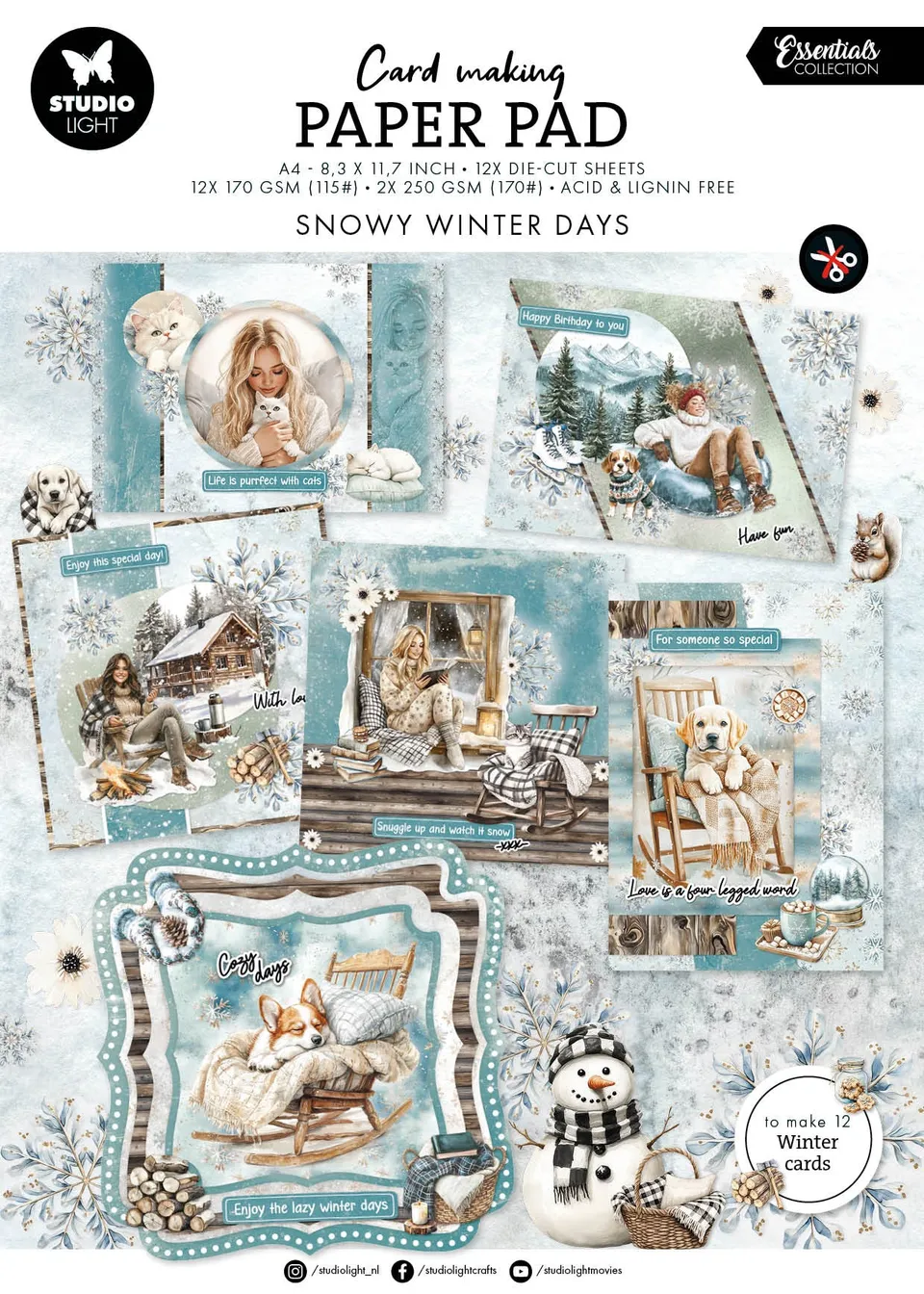 Studio Light Essentials Snowy Winter Days kartongblokk A4 14 ark