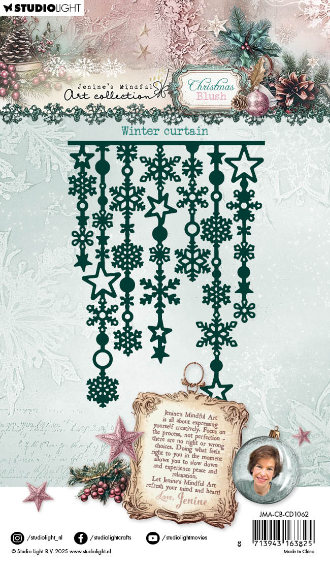 Jenine's Mindful Art Christmas Blush Winter curtain dies jul