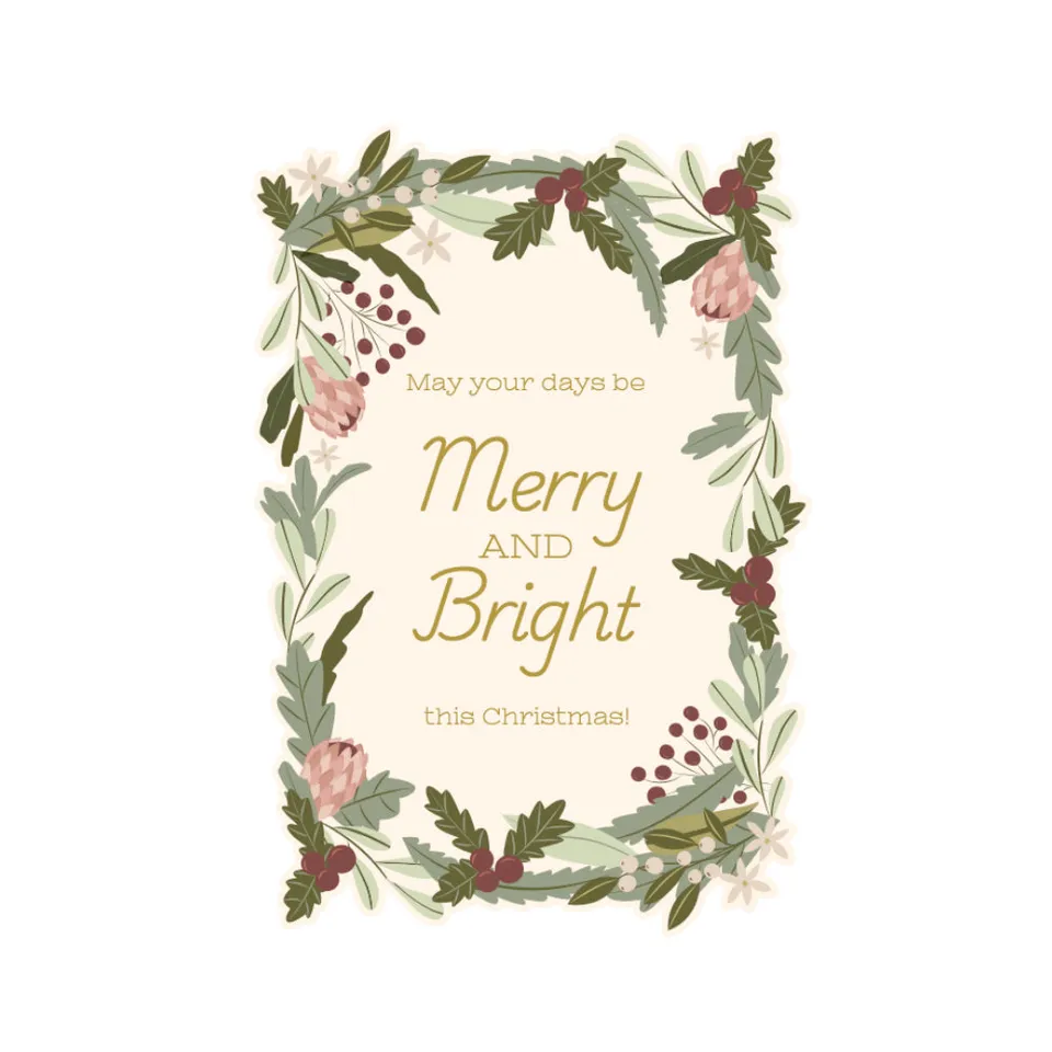 KaiserCraft Christmas Greeting Merry & Bright julekort med konvolutt