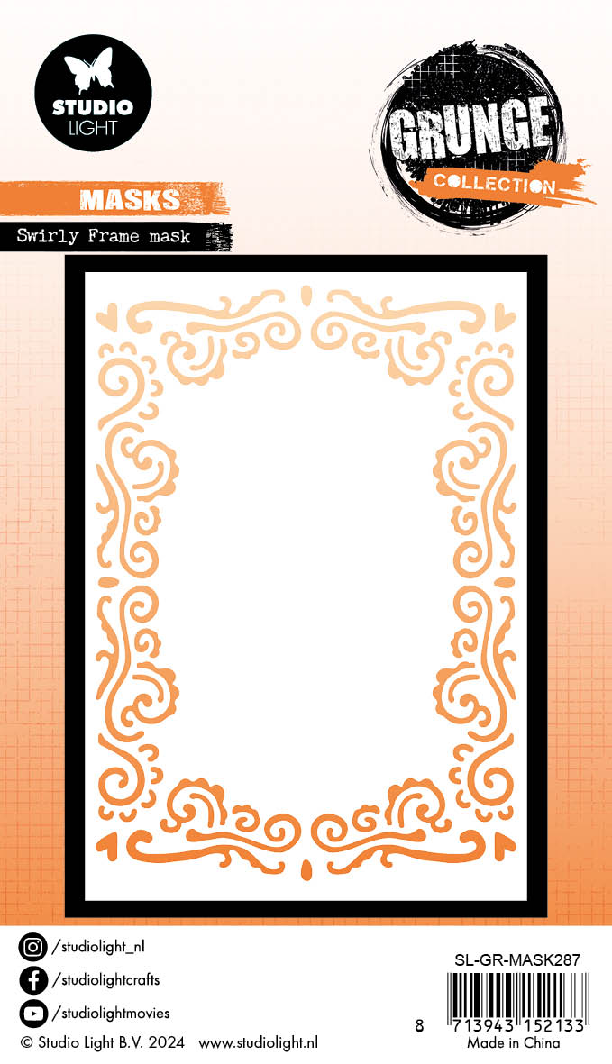 Studio Light Grunge Swirly frame sjablong ramme