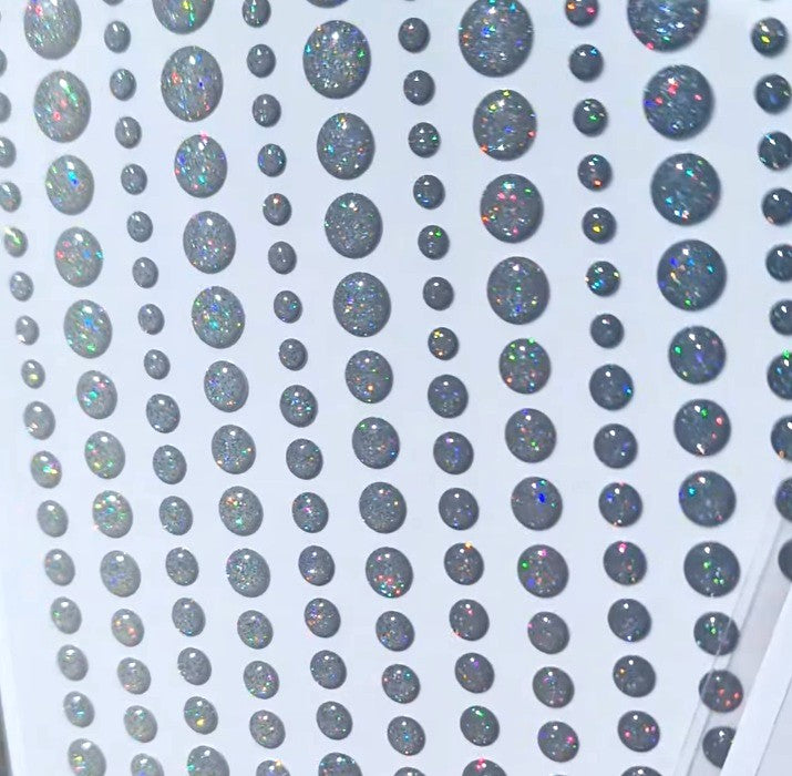 CarlijnDesign Holo Silver Glitter enamel dots CDED-0009 300 stk grå