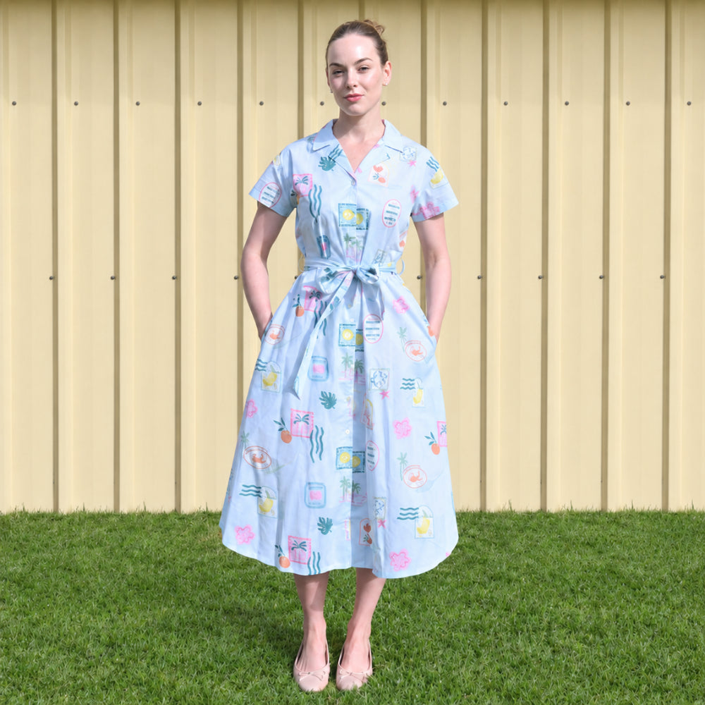 KaiserCraft Sunset Spritz Cotton Shirt Dress skjortekjole vacation