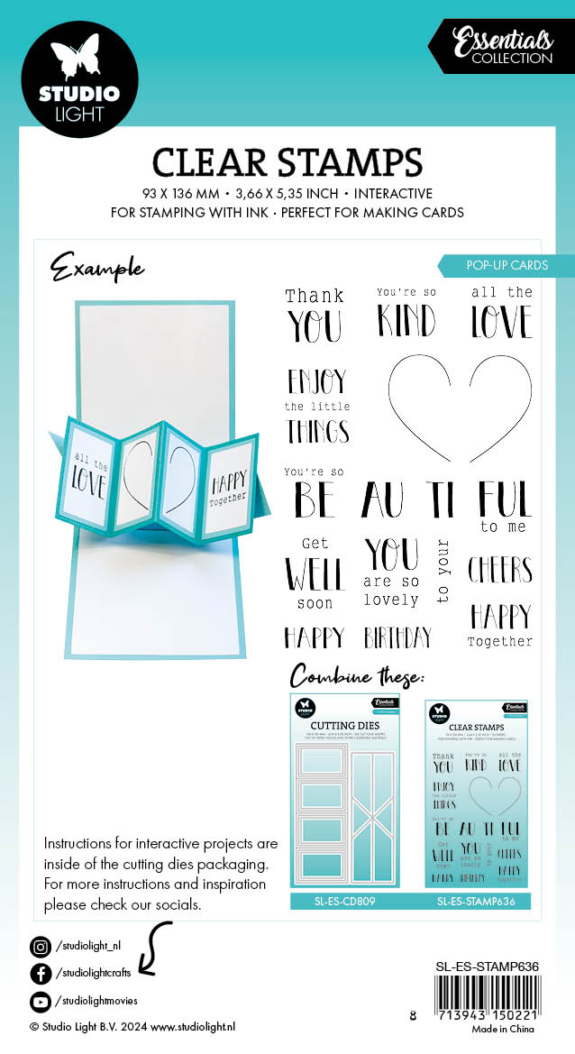 Studio Light Essentials stempel pop-up cards 93x139 mm