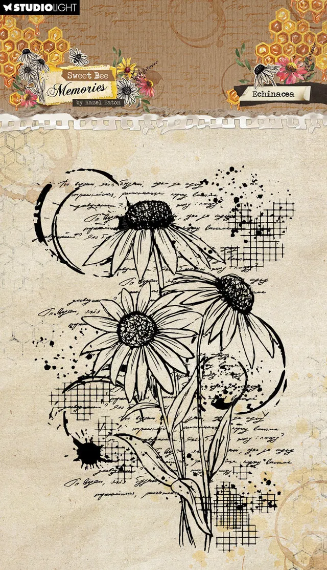 Studio Light Sweet Bee Echinacea clear stamp solhatt