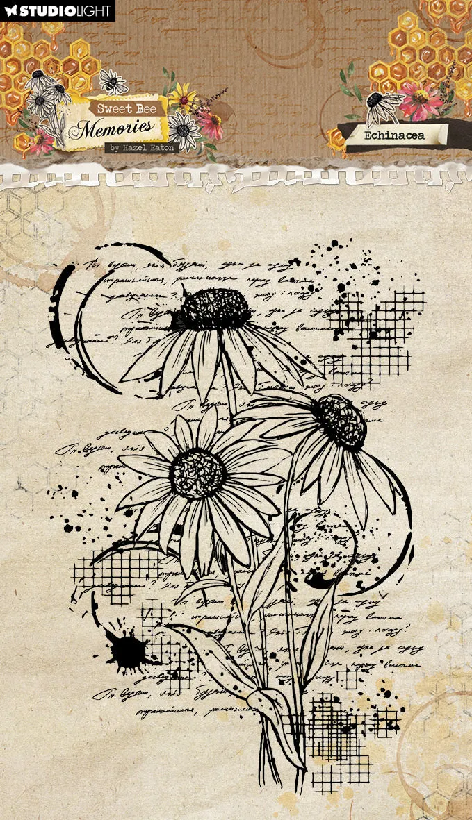 Studio Light Sweet Bee Echinacea clear stamp solhatt