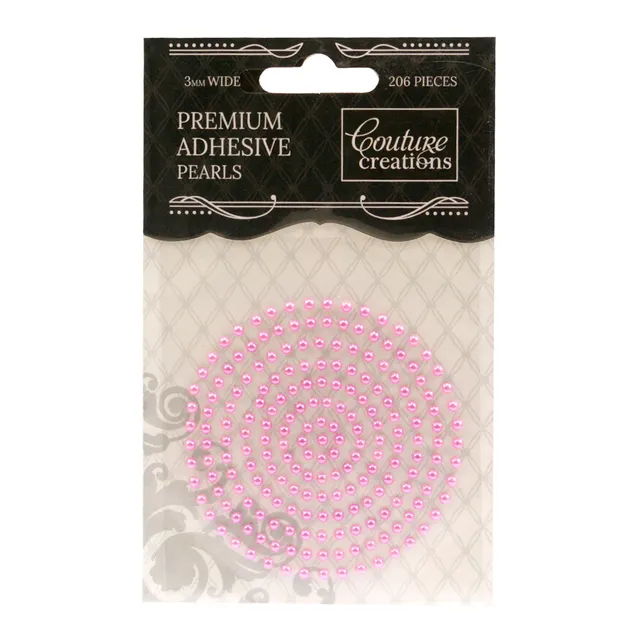 Couture Creations Pretty Pink selvklebende perler 3mm 206 stk