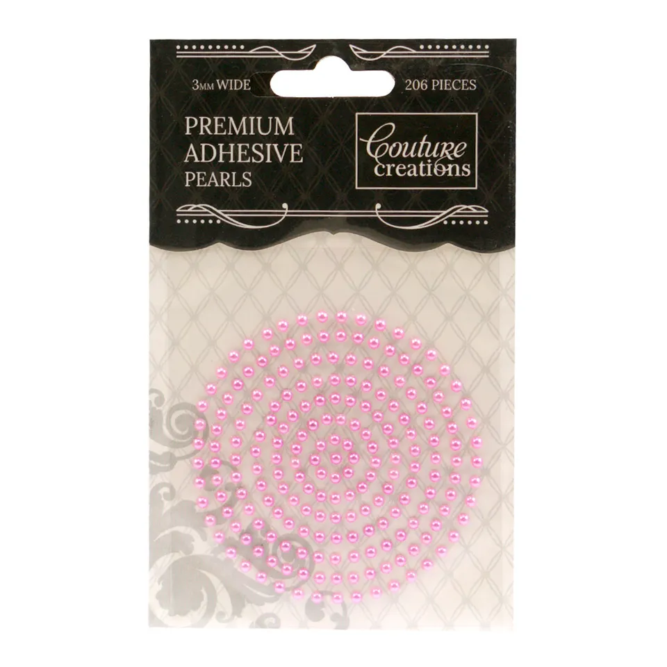 Couture Creations Pretty Pink selvklebende perler 3mm 206 stk