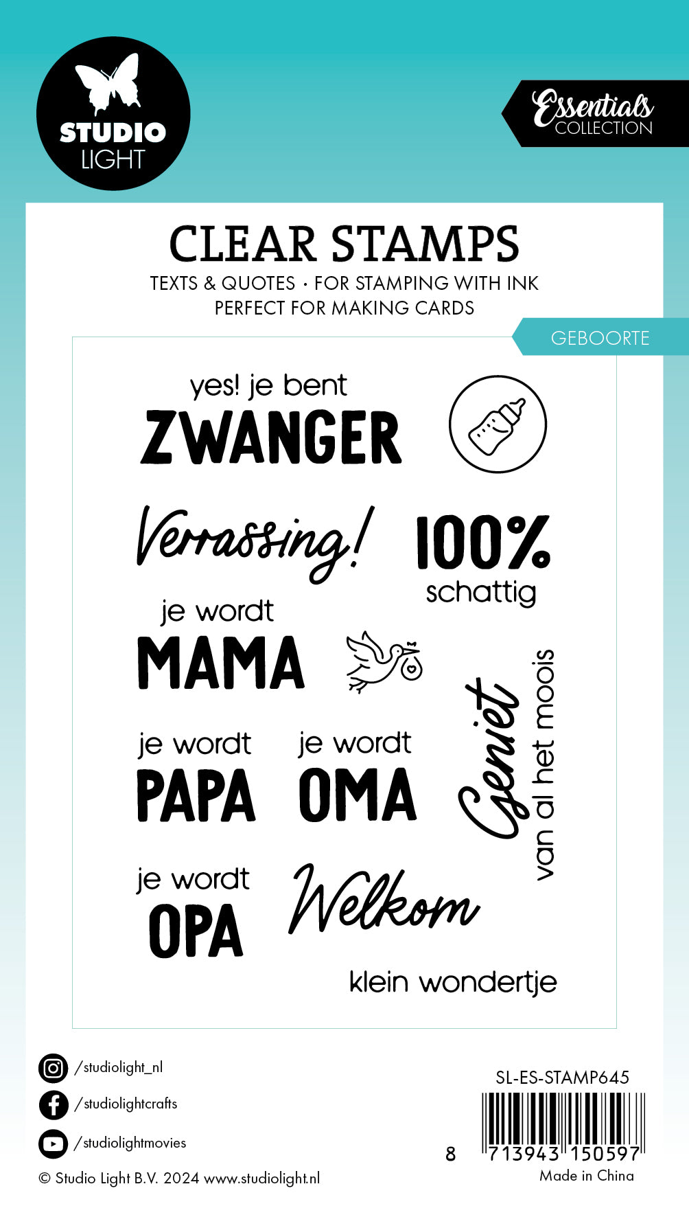 Studio Light Essentials Geboorte clear stempel nederlandsk babytekst