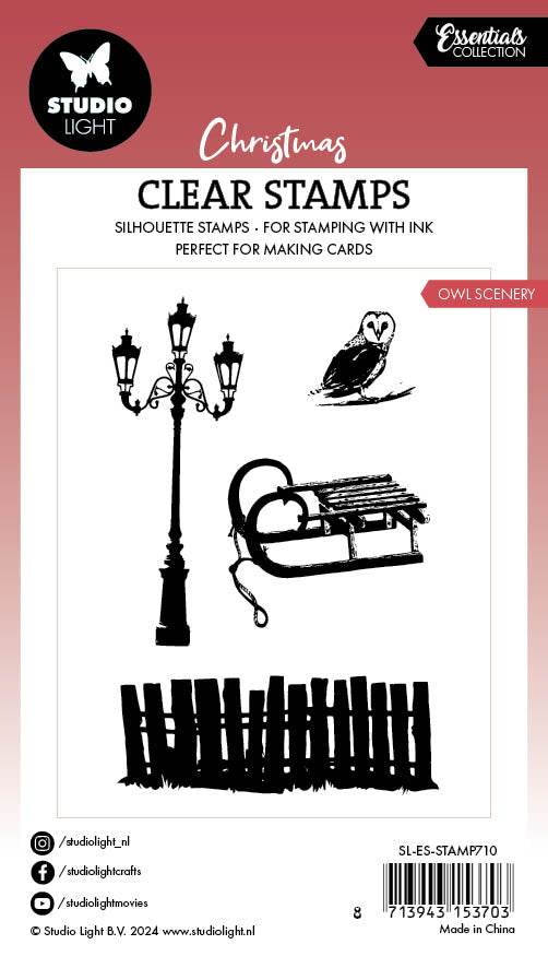 Studio Light Essentials Owl scenery clear stamp 63x95