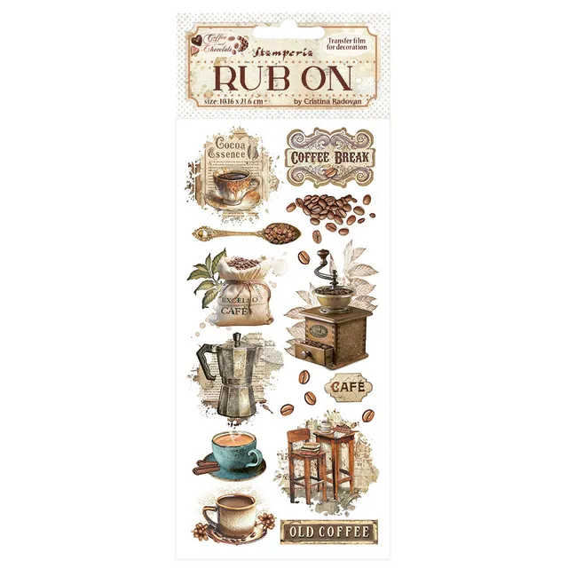 Stamperia Coffee Chocolate Vintage Coffee Moments rub-on 10x21cm