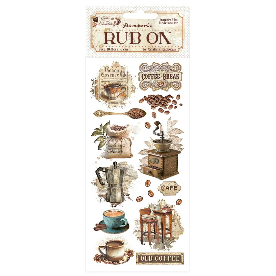 Stamperia Coffee Chocolate Vintage Coffee Moments rub-on 10x21cm