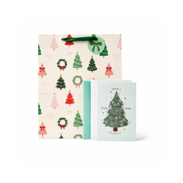 KaiserCraft Christmas Forest gavepose stor sett med kort