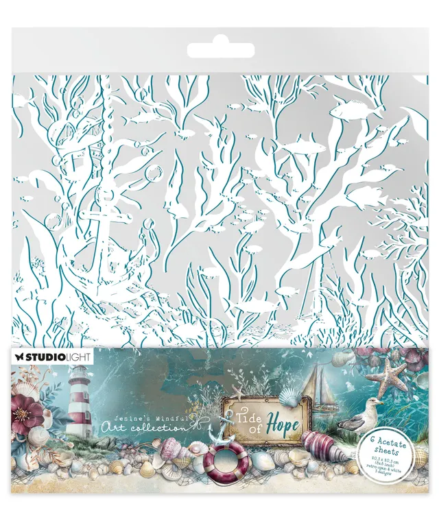 Studio Light Jenine's Mindful Art acetatark hvit cyan 6-pk