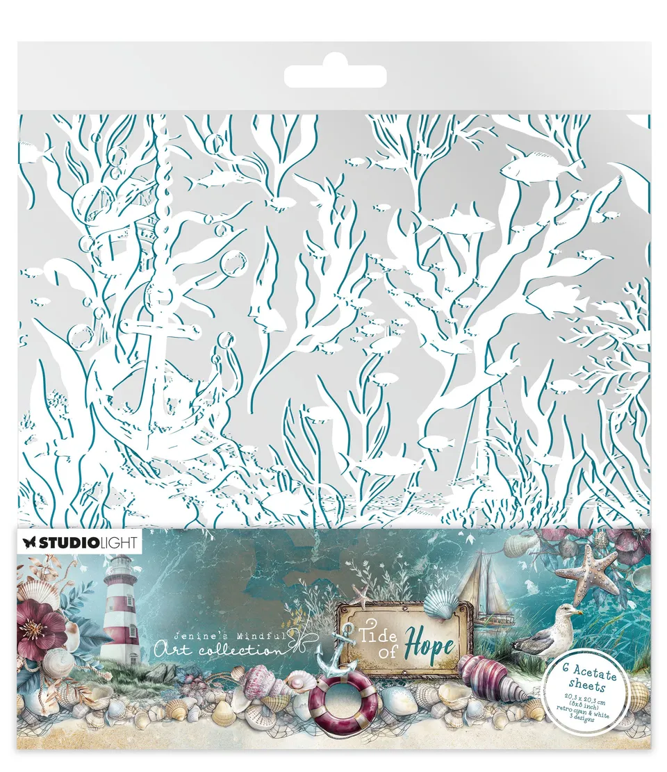 Studio Light Jenine's Mindful Art acetatark hvit cyan 6-pk