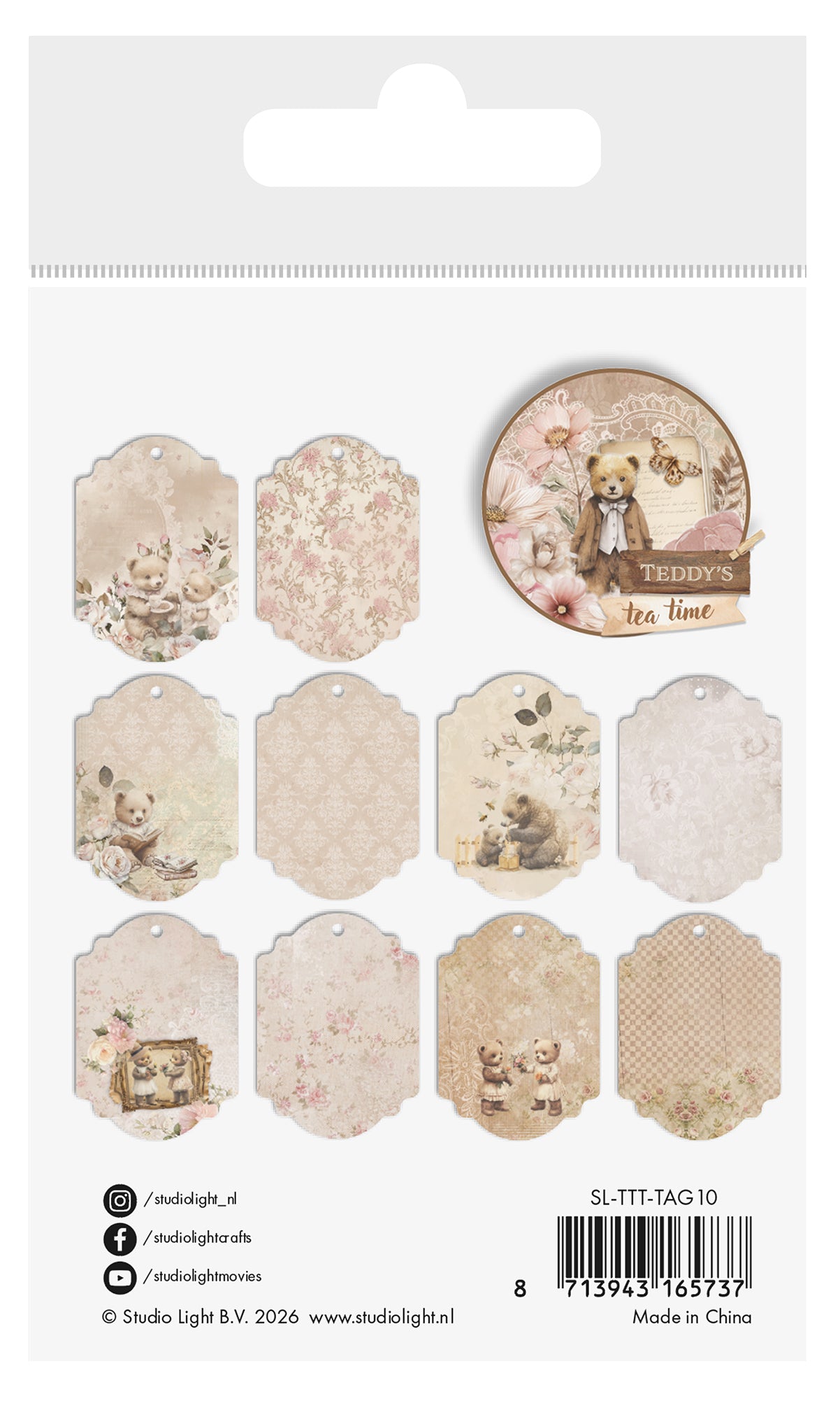 Studio Light Teddy's Tea Time tags ATC 20 stk