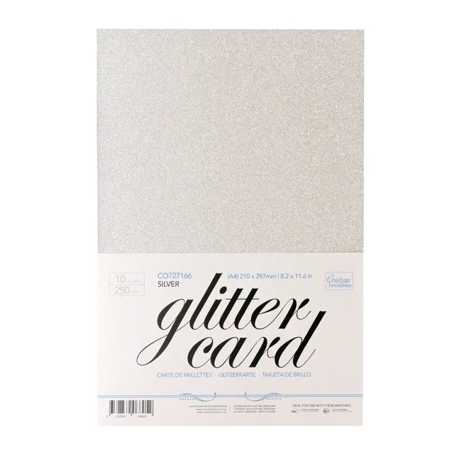 Couture Creations glitterkartong A4 solv 10-pk 250 gsm