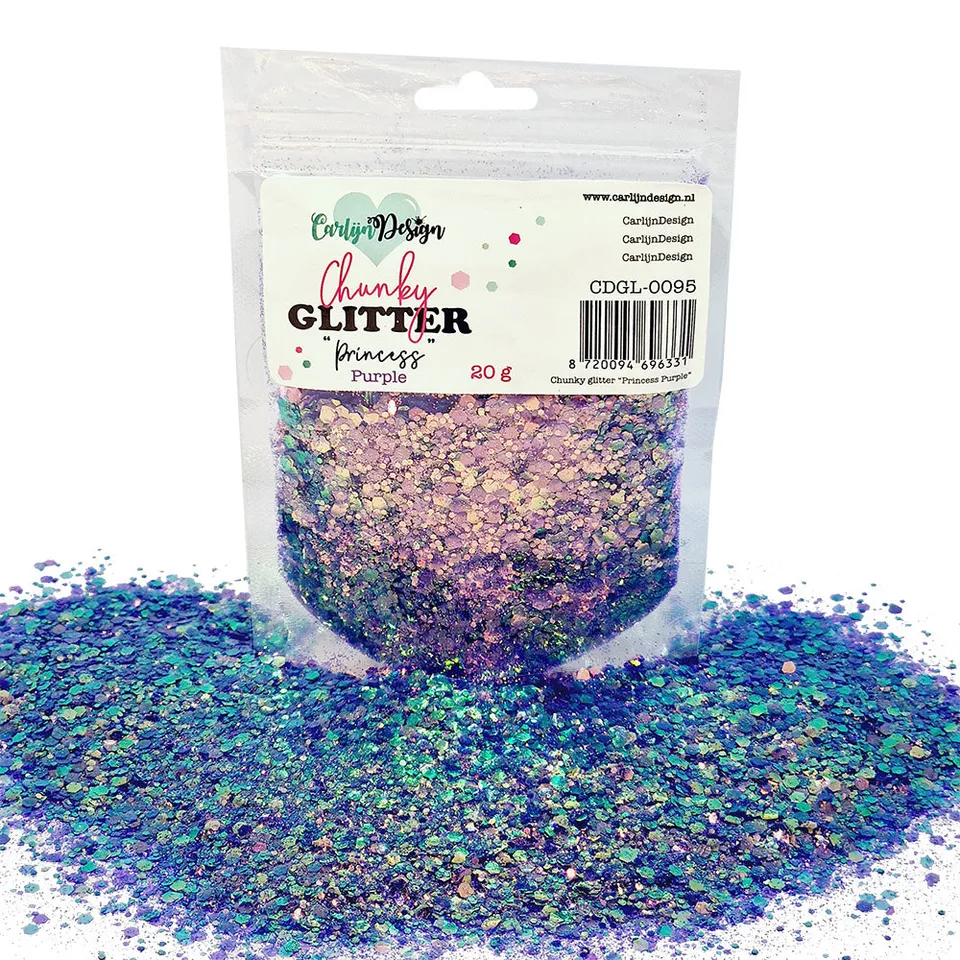 CarlijnDesign Chunky glitter CDGL-0095 glitter Princess Purple 20 g lilla