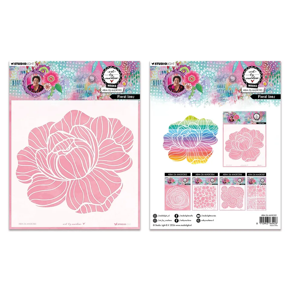 AALL & Create Art by Marlene Floral Lines sjablong 20x20 cm