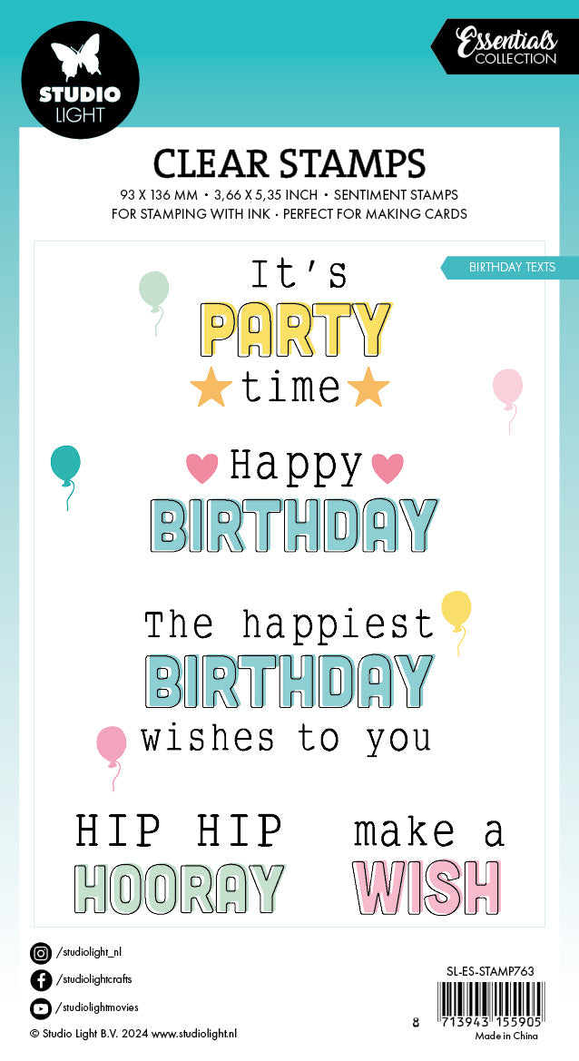 Studio Light Essentials stempel Birthday texts bursdag