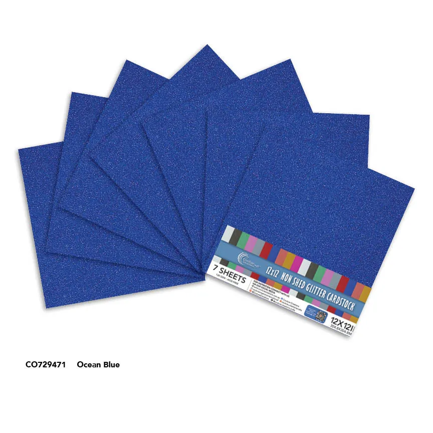 Couture Creations Ocean Blue glitterpapir 12x12 120 g 7 ark