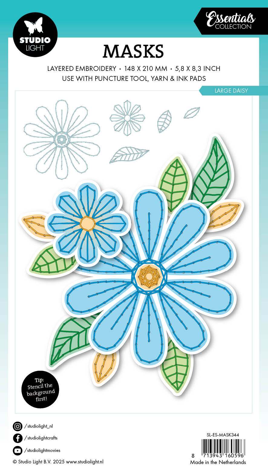 Studio Light Essentials Embroidery Large Daisy maske stor