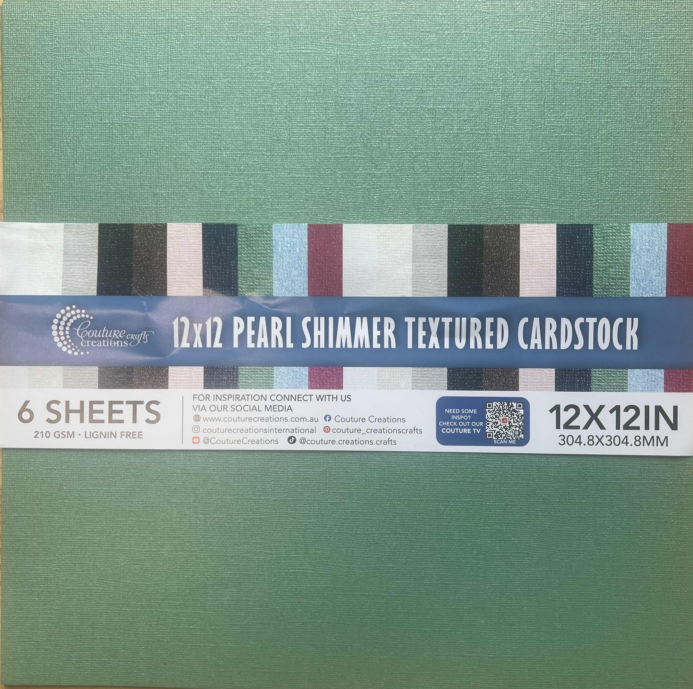 Couture Creations Juniper Green kartong 12x12 210gsm 6 ark