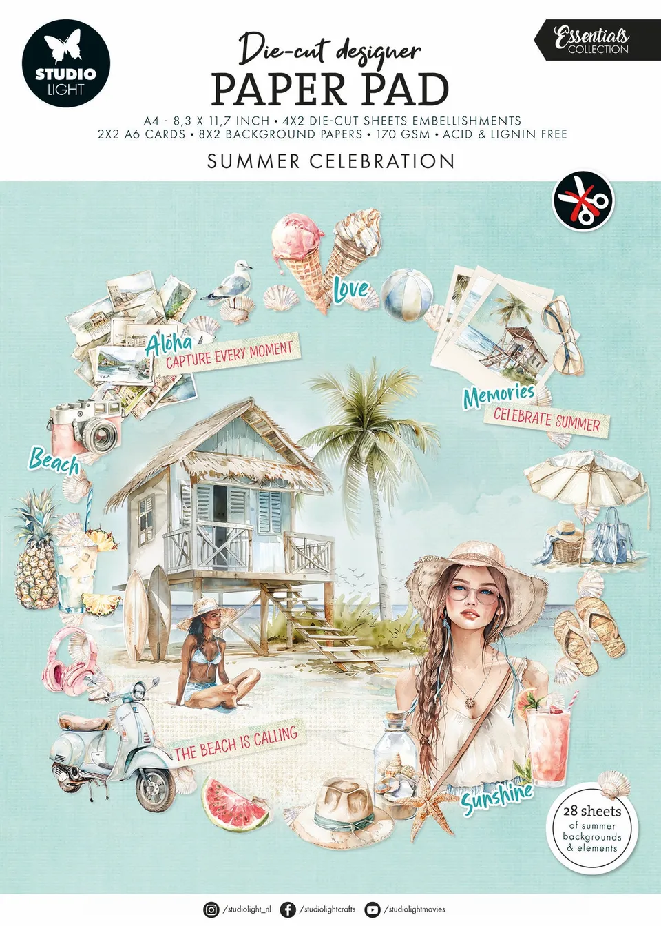 Studio Light Essentials Summer Celebration papirblokk dieskutt 28 ark
