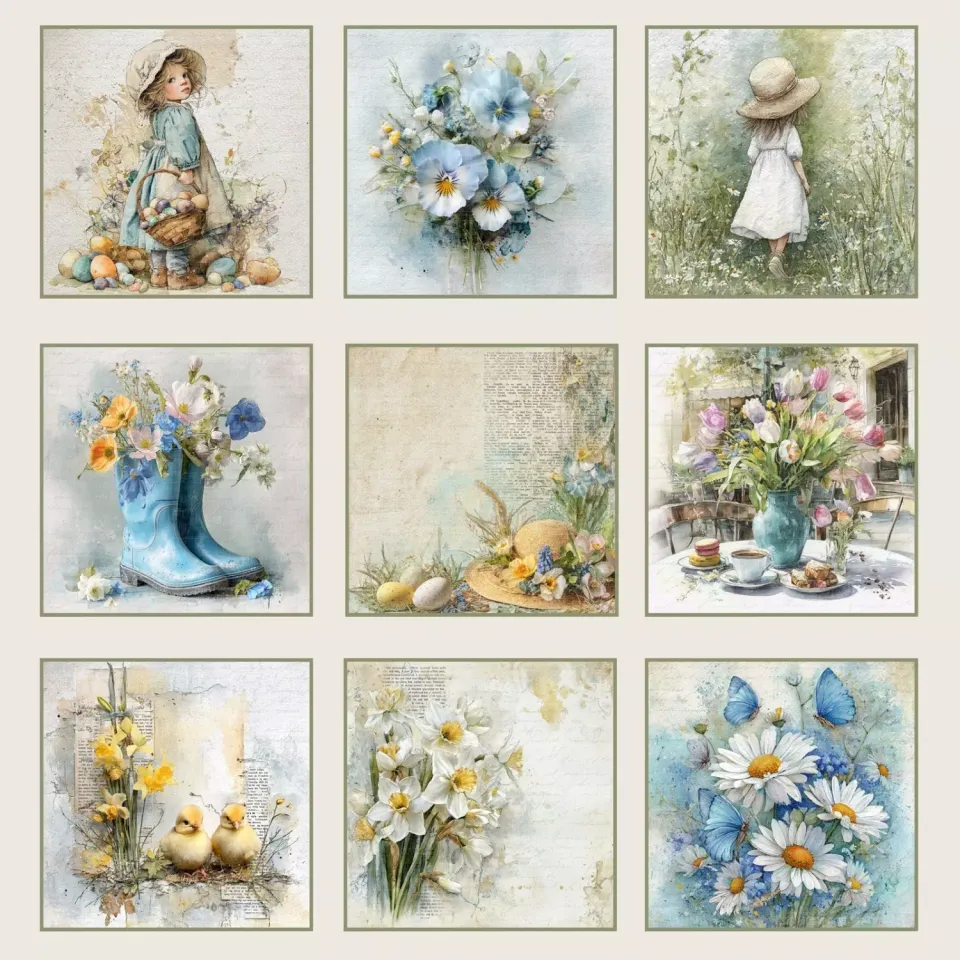 Reprint Hello Spring Tags mønsterpapir 30x30 vår