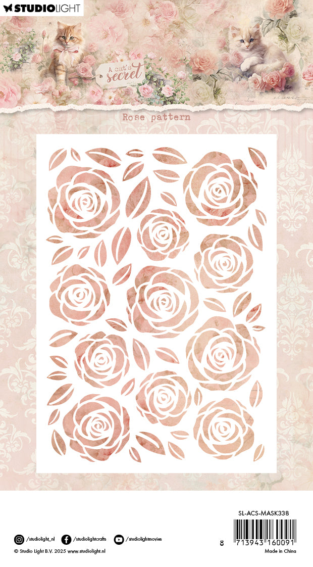 Studio Light A Cat's Secret Rose pattern sjablong rose