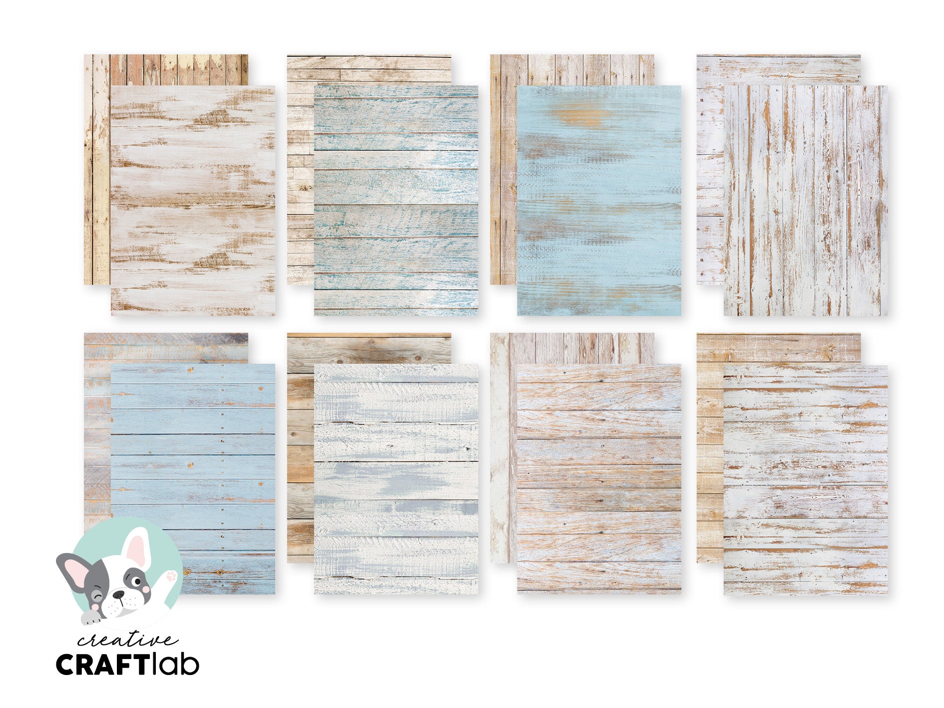 Creative Craftlab Essentials designpapir Shabby wood 24 ark
