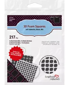 3D Foam Squares Svarte Mix skumputer 217 stk