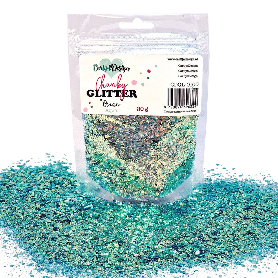 CarlijnDesign CDGL-0100 Chunky glitter Ocean Aqua 20 g turkis