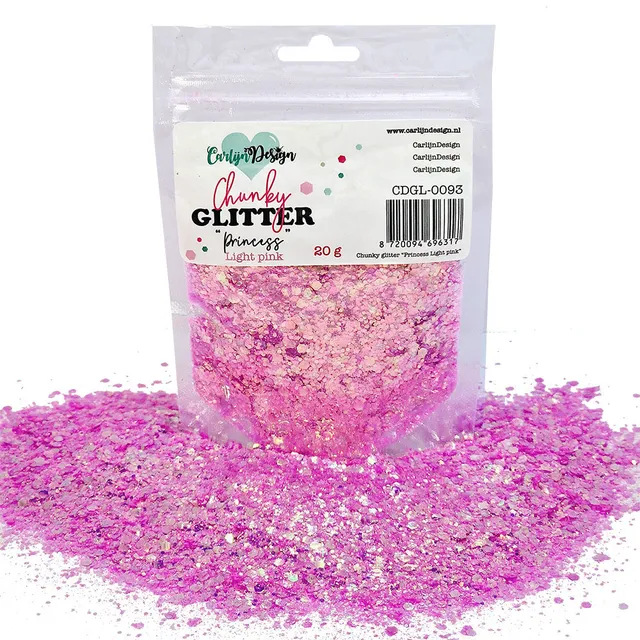 CarlijnDesign Chunky glitter CDGL-0093 glittermix Princess Light pink 20g