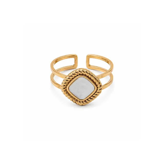 K&Co Sunset Spritz steinring Pearl lett perlefarget