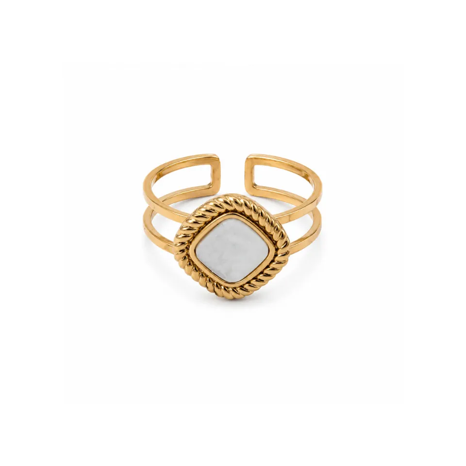 K&Co Sunset Spritz steinring Pearl lett perlefarget