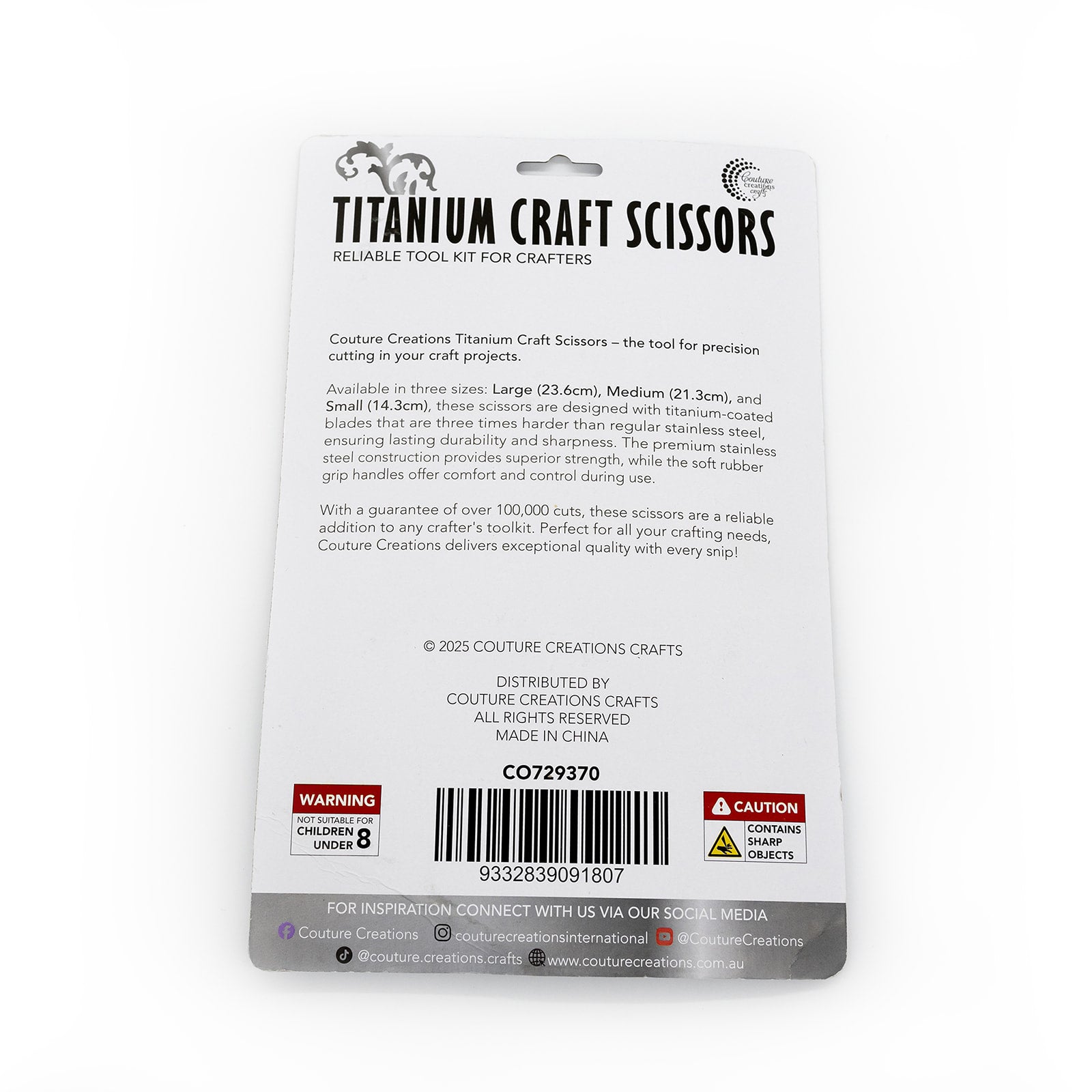 Couture Creations Titanium sakser 3 stk hobbysaks