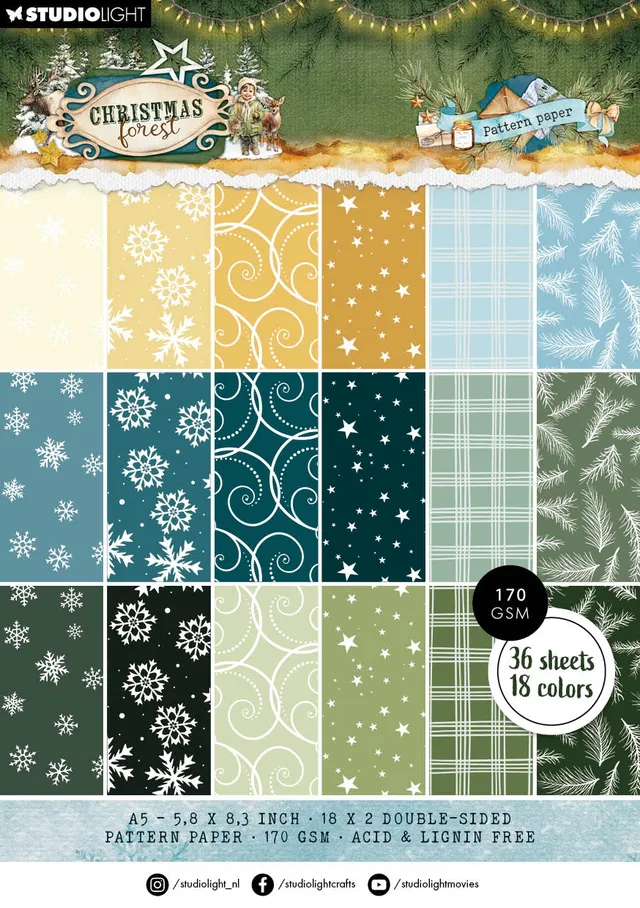 Studio Light Christmas Forest Pattern papirblokk 36 ark